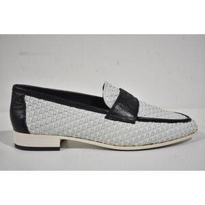 Chanel 17C Black White Braided CC Logo Mule Loafer Moccasin Slip Oxford Flat 37